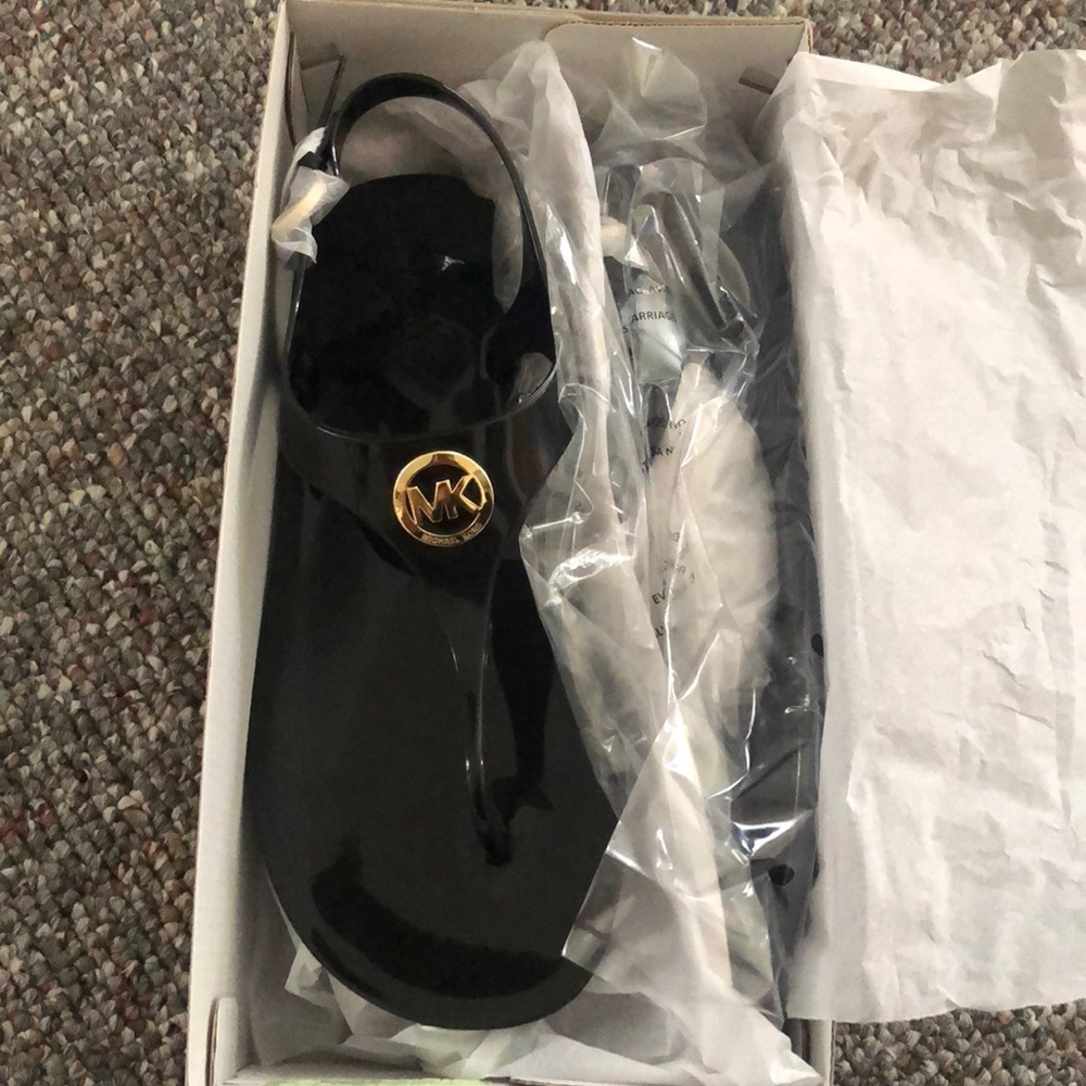 MK black jelly sandals